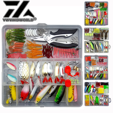 VX 18-142 Pcs/set Fishing Lure Soft Hard with Tackle Box Lure Bait MINNOW CRANKBAIT VIB JIG SWIMBAAIT JOINT BAIT SPIN WIRE