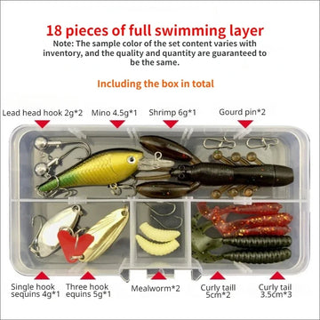 Fishing Lure Kit Soft and Hard Bait Set Gear Layer Minnow Metal Jig Spoon For Bass Pike Crank Tackle Accessories with Box