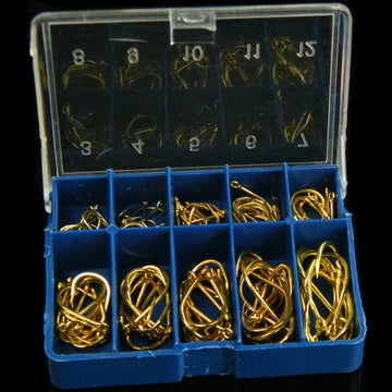 100Pcs #3-#12 Silver Black Gold Freshwater Fishing Hooks Carbon Steel Carp Fishhooks Barbed Hooks Kit Fishing Tackle Accessories