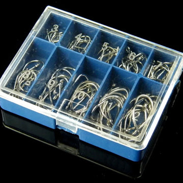 100Pcs #3-#12 Silver Black Gold Freshwater Fishing Hooks Carbon Steel Carp Fishhooks Barbed Hooks Kit Fishing Tackle Accessories