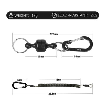 Pullther Portable Steel anti-loss rope fishing tools Magnetic Outdoor fishing goods quick-release strongagnetic portable buckle